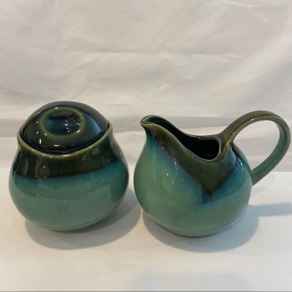 SOLD - by Sango Set Creamer and Sugar Bowl with Lid Nova Green - Picture 1 of 5